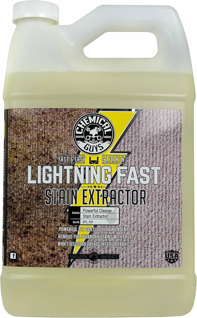 Chemical Guys Lightning Fast Carpet and Upholstery Stain Extractor - Carpet Cleaner Safe for Fabric Upholstery Cars Home Office Furniture and More Fresh Scent - 128 oz