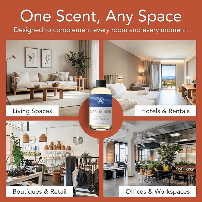 Aroma Country Capri Sunrise Diffuser Oil - Volcano Inspired - Luxury Essential Oils for Diffuser Refill &amp Air Freshener Room Spray Long-Lasting Natural Home Fragrance for Scent Machines (4 Fl oz
