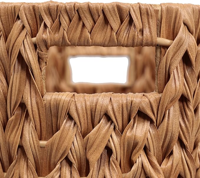 happimess HPM1407A-SET2 Maple Contemporary Farmhouse Resin 4.5-Gallon Tapered Oval Wicker Watebasket with Handles Natural (Set of 2)