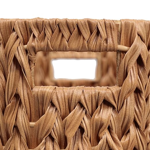 Eyely MPH1407A-SET2 Beech Contemporary Farmhouse Resin 4.5-Gallon Tapered Oval Wicker Watebasket with Handles for Kitchen Office Bathroom Bedroom Dorm Natural (Set of 2)