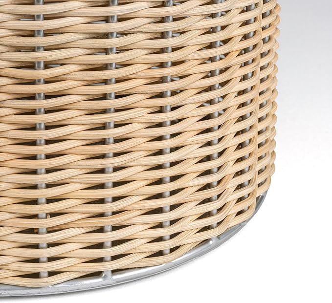 happimess HPM1100B Cecil Modern 4.13-Gallon Natural Wicker Cylinder Waste Basket Natural/Silver for Home Bathroom Living Room Office Bedroom Kitchen