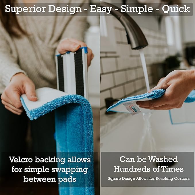 Zflow 18 Professional Microfiber Mop - Commercial Stainless Steel Handle with Microfiber Dust Pad + 3 Wet Pads