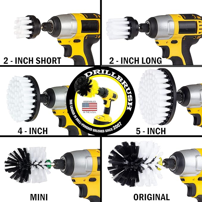 Drill Brush – Ultimate Car Wash Kit - Cleaning Supplies – Car Carpet - Truck Accessories - Wheel Brush - Motorcycle Accessories - Car Mats - Spin Brush - Interior Leather Vinyl Upholstery Fabric