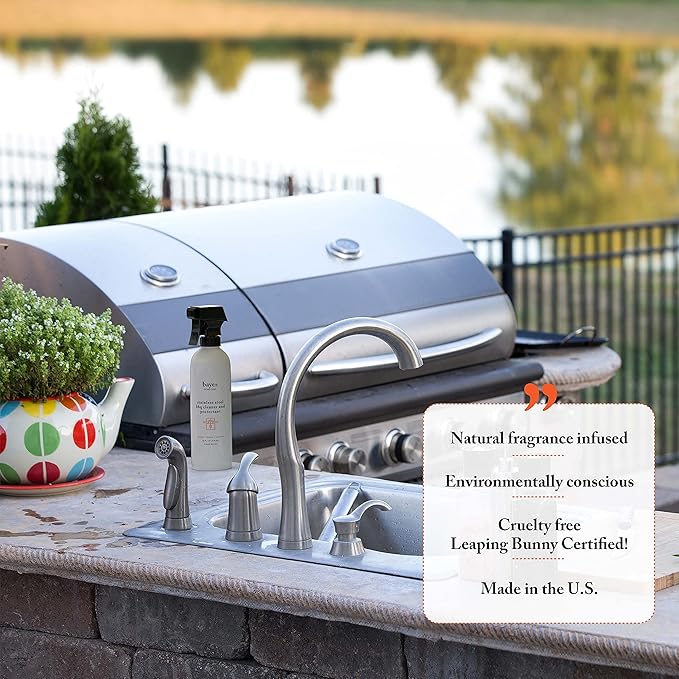 Bayes High-Performance Stainless Steel BBQ Exterior Cleaner and Protectant - Cleans Shines and Protects Stainless Steel Barbecue Surfaces Shields from Outdoor Elements - 16 oz 6 Pack