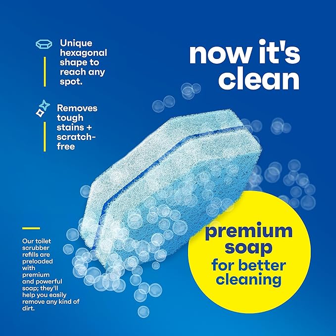 Disposable Prefilled Toilet Cleaning Scrubbers 60 Count