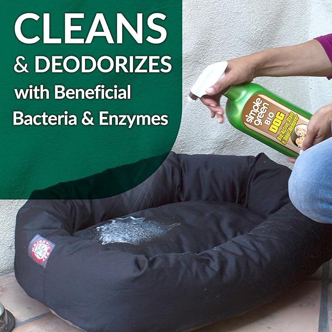 Simple Green Bio Dog Active Stain &amp Odor Remover - Enzyme Cleaner &amp Stain Remover for Carpet Rugs &amp Fabric – eliminates Urine Odor (32 oz Spray &amp 1 gal Refill)