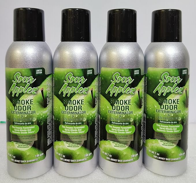 Smoke Odor Exterminator 198 gm/ 7 oz Large Spray Sour Applez 7oz Can 4 Pack. Assorted