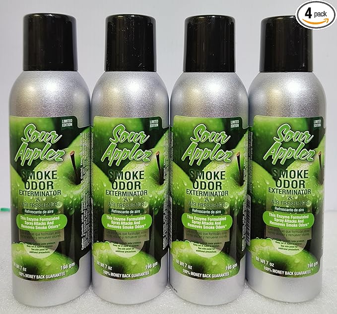 Smoke Odor Exterminator 198 gm/ 7 oz Large Spray Sour Applez 7oz Can 4 Pack. Assorted