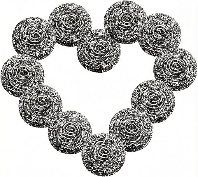 150 Pack Stainless Steel Scrubbers for Kitchen Cleaning Metal Scouring Pads for Pots Pans Oven Grill &amp Bathroom Surfaces Wire Wool Sponge Individually Wrapped Set