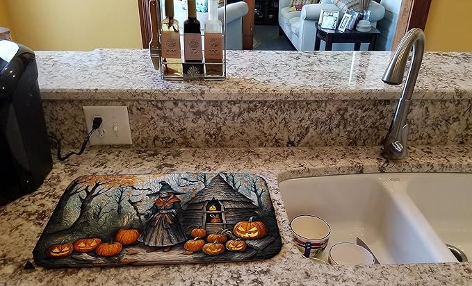 Caroline's Treasures DAC2220DDM Slavic Witch Spooky Halloween Dish Drying Mat Absorbent Dish Drying Mat Pad for Kitchen Counter Dish Drainer Mat for Countertop 14 x 21 Multicolor