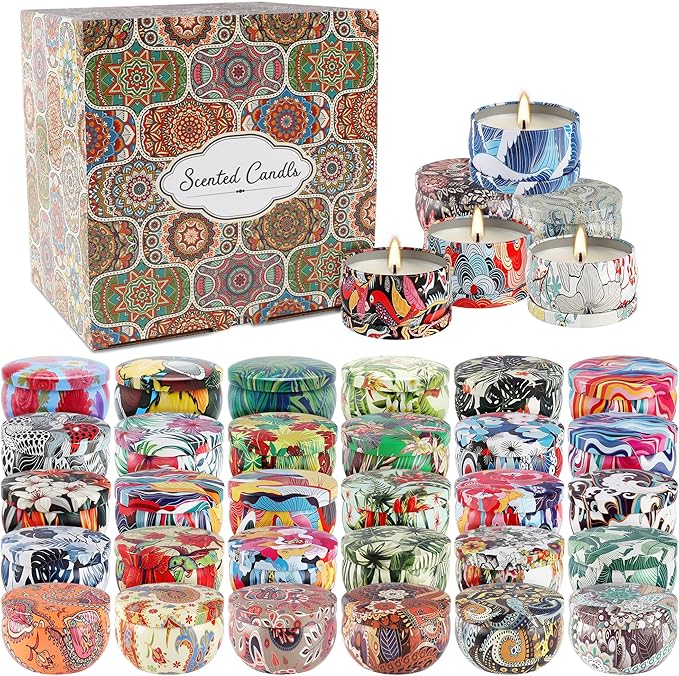 36 Pack Scented Candles Set for Home Relaxing Stress Relief Aromatherapy - Natural Soy Wax and Fragrance - Gifts for Women Mom Best Friend Wife Birthday