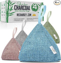 4 Pack Bamboo Charcoal Air Purifier Bags 200 Grams Each - Activated Charcoal Odor Absorber for Car Pets &amp Closet - Natural Freshener for Home Eco-Friendly &amp Reusable Charcoal Bags (Designer