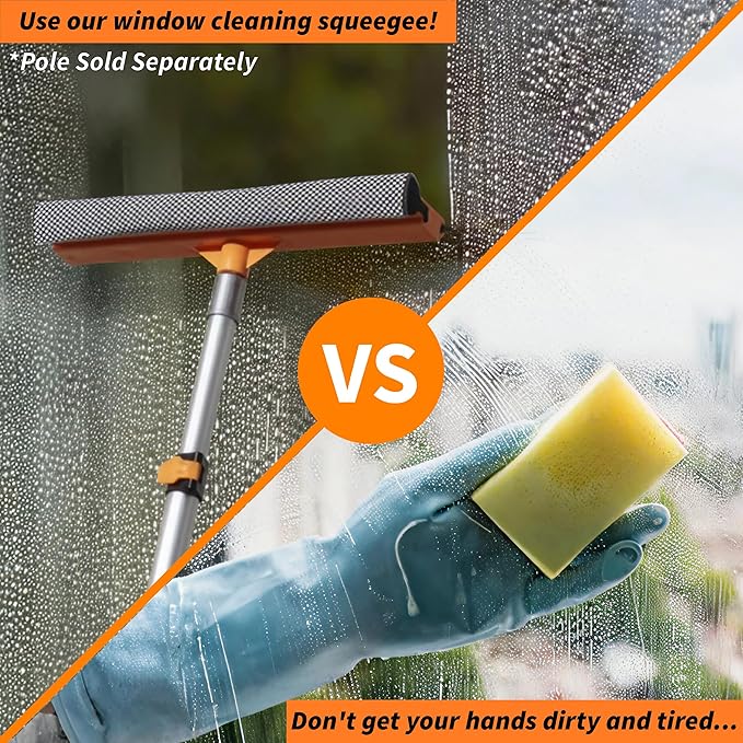 15 Window Washer Squeegee Attachment // Multi-Use Squeegee for Car and Window Cleaning Fits All Extension Poles with Standard Acme Thread // Professional Window Cleaning Tool (Pole Sold Separately)