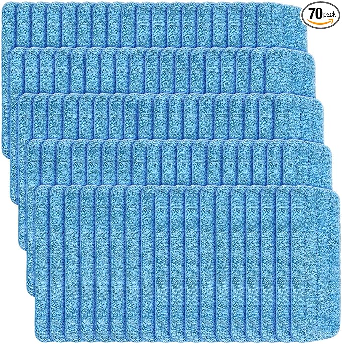 Microfiber Mop Pad Spray Mop Replacement Heads for Wet Dry Mops Machine Washable Reusable Household Replacement Pads for Hardwood and Hard Surface Floor Cleaning and Scrubbing (70 Pcs)
