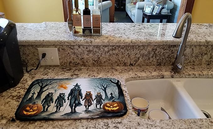 Caroline's Treasures DAC2280DDM Werewolves Spooky Halloween Dish Drying Mat Absorbent Dish Drying Mat Pad for Kitchen Counter Dish Drainer Mat for Countertop 14 x 21 Multicolor
