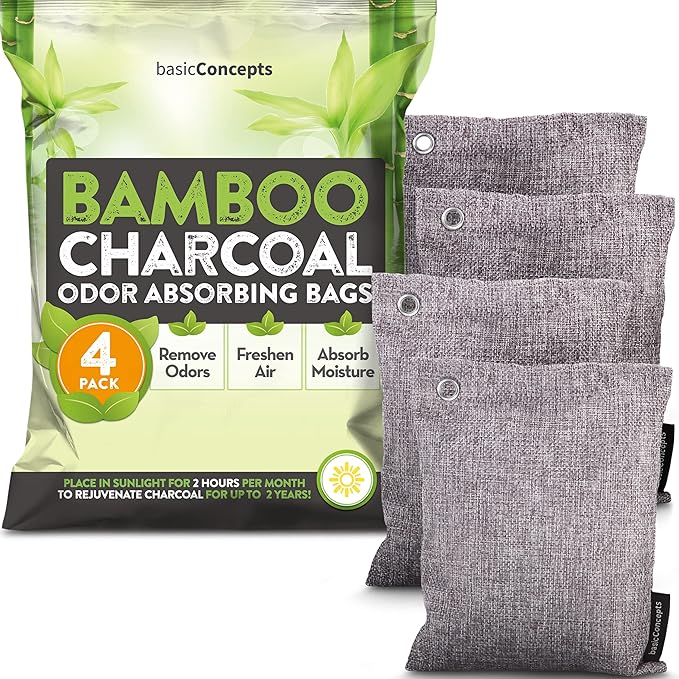 Nature Fresh Charcoal Bags Odor Absorber (Large 12 Pack 200g each) Reduce Odors Naturally with Bamboo Charcoal Air Purifying Bags for Car Home Closet Shoe Deodorizer Eliminator Freshener Remover