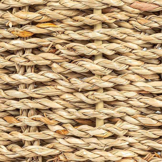 Household Essentials Woven Wastebin with Scalloped Edge Natural