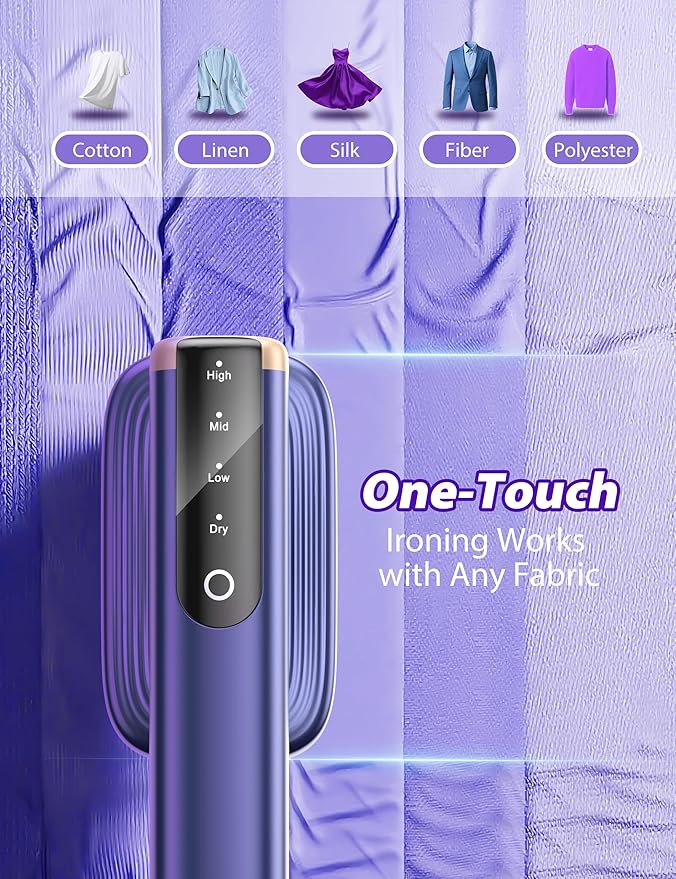 Travel Steamer for Clothes with 180 ml Water Tanks15s Fast Heat-up24 g/min Strong Steam Performance Portable Garment Steamer with Touch Control LED Display Steam Iron(Blue Gold)