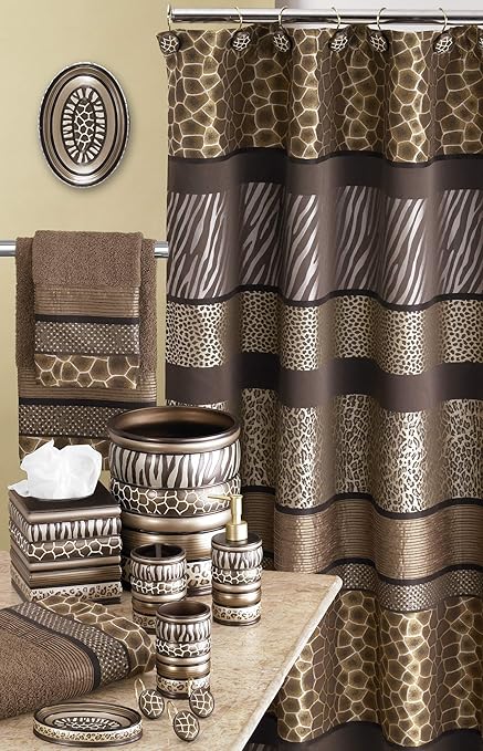 Zahari Home Decorative Trash Can for Bathroom Office &amp Bedroom - 2.1 Gallons Stylish &amp Small Trash Can for Dorms Desktop &amp Restroom - Chic Waste Basket for Compact Spaces Safari Stripes