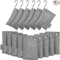 Activated Charcoal Bags Air Purifying 15 Pack Bamboo Charcoal Odor Absorber for Home Closet Car Shoes 70g Gray Natural Odor Neutralizer Moisture Absorber Reusable up to 2 Years 6 Hooks