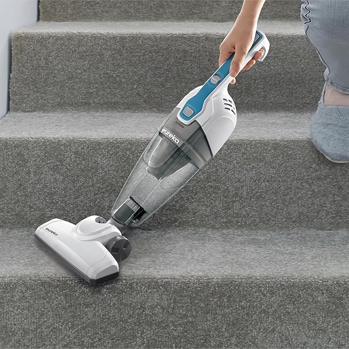 Eureka Corded Stick Vacuum Cleaner for Home Pet Hair Lightweight Stick Vacuum Cleaner with Powerful Suction for Carpet Tile and Hard Floor Aqua Blue 3-in-1 Handheld Vac NES100