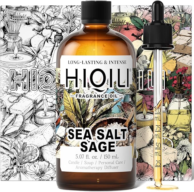 HIQILI Sea Salt Sage Fragrance Oil for Diffuser Use Candle Making Scents Soap Making Supplies Car/Hotel Collection Diffuser Oil - 5.07 Fl Oz