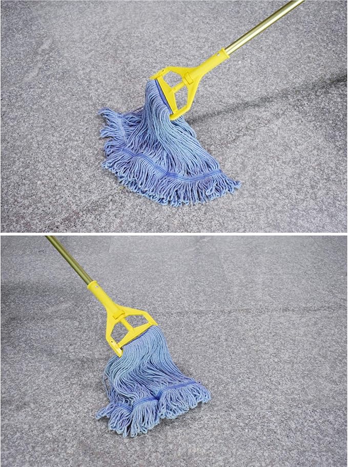 String Mop Heads Replacement Heavy Duty Commercial Grade Blue Cotton Looped End Wet Industrial Cleaning Mop Head Refills (3 Medium)