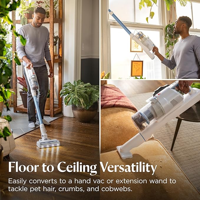 Bissell PowerClean 200W Self-Standing Cordless Vacuum w/Tangle Free Brush Roll Removeable Battery Wall Mount Upholstery Tool &amp Bright Headlights 4173