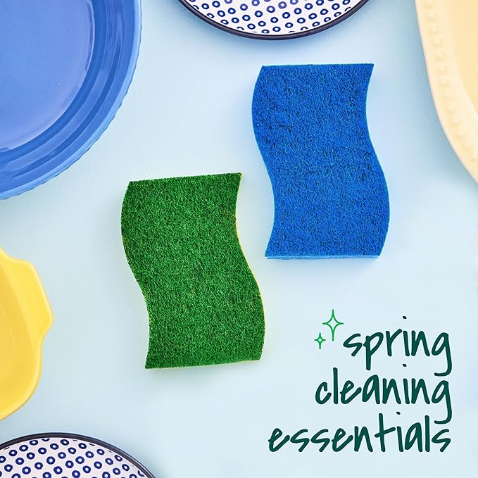 Scotch-Brite Heavy Duty Scrub Sponge 45 Kitchen Sponges Designed for Tough Messes in The Kitchen That Last 3X Longer* Best for Cast Iron Skillets and Outdoor Grills Flexible Durable and Strong