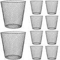 10 Pack 9 inch Round Waste BasketWire Mesh Desk Metal Trash Garbage Can Wastebasket Recycling Black Trash Bins Garbage Container for Bedroom Office School Kitchen Home Living Room Bathroom