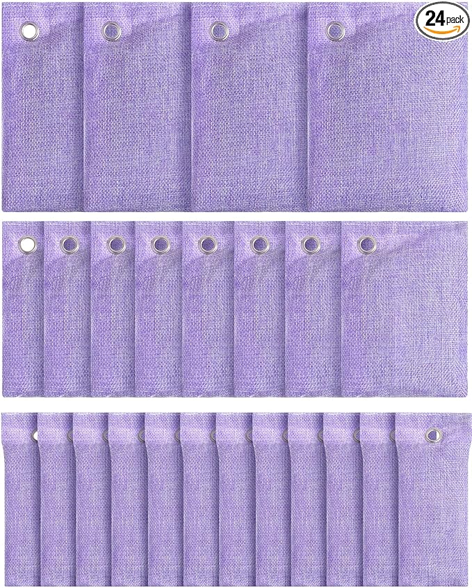 Nuanchu 24 Pcs Activated Charcoal Odor Absorber 50g/100g/200g Air Purifying Bamboo Charcoal Bags Natural Shoe Odor Absorber Deodorizer Absorbers for Fresh Car Home Closet Pet Basement Smell(Purple)
