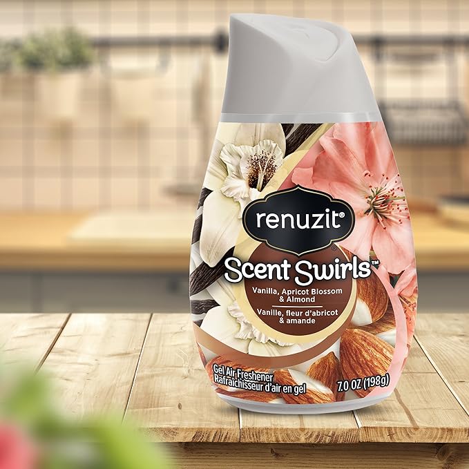 Renuzit Scent Swirls Air Freshener Gel Vanilla Apricot Blossom &amp Almond 7 Ounces (12 Count)