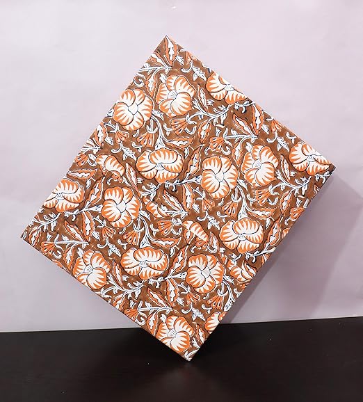 Christmas Decorative Hand Block Printed Waste Basket/Trash Can/Garbage Can/Card Board Trash Can Housewarming Gift (Brown)