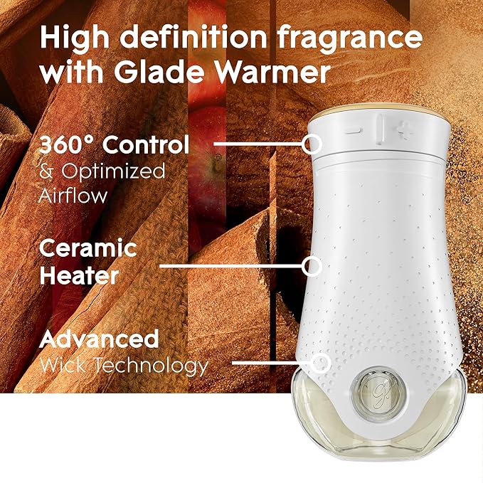 Glade PlugIns Refills Air Freshener Scented and Essential Oils for Home and Bathroom Apple Cinnamon 6.7 Fl Oz 10 Count