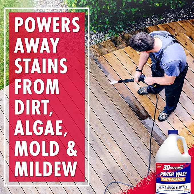 30 SECONDS Pressure Washer Concentrated Cleaner – Power Cleans Stains from Algae Mold &amp Mildew Dirt Grime – Makes up to 20 Gallons