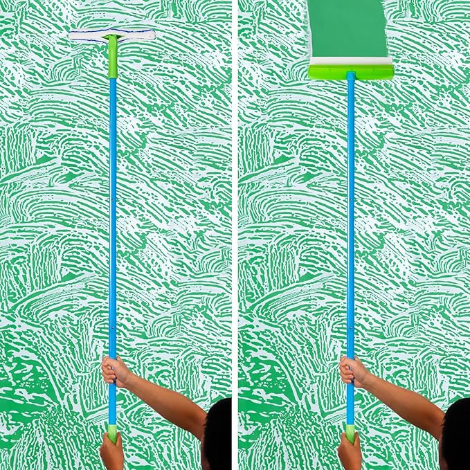 Forgrace Flexible Silicone Squeegee T-Bar Water Blade Microfiber Scrubber with Long Handle for Car Home Glass Professional Car Windshield Squeegee Window Cleaning Kit for Shower Glass Mirror Door Car