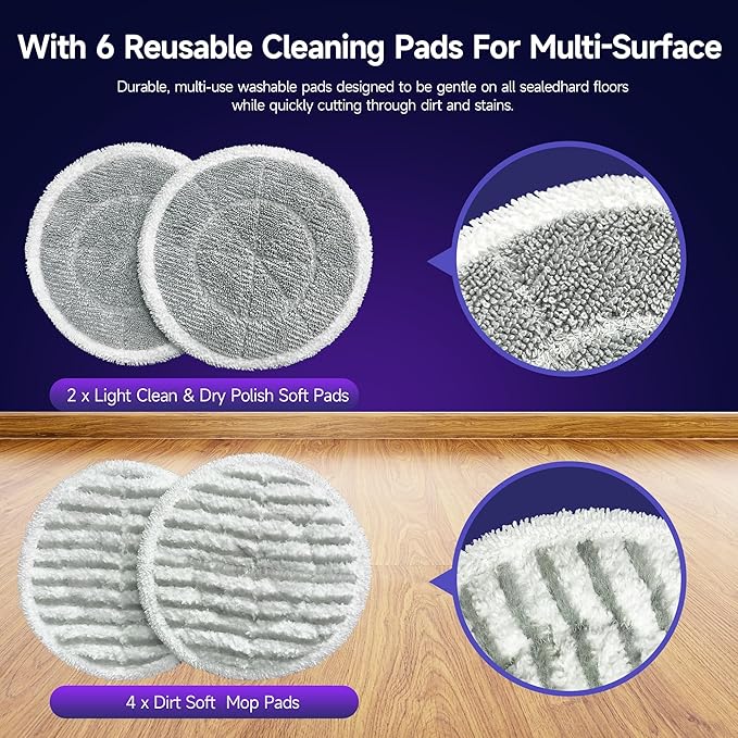Scrubbing Steam Mop Steam Mops for Floor Cleaning with Rotating Pads 4 Cleaning Modes &amp LED Headlights Swivel SteeringSafe for all Sealed Hard Floors F2