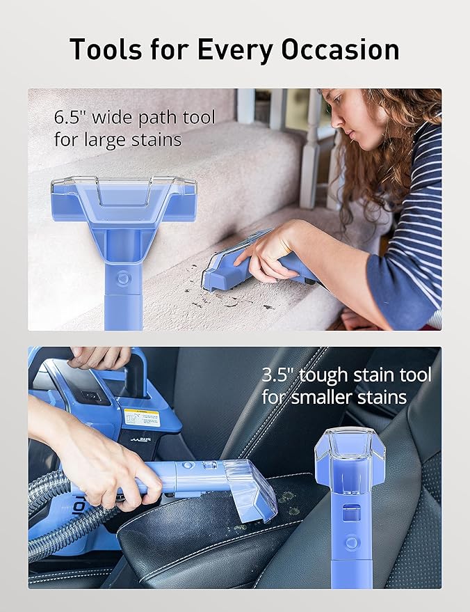 Carpet Cleaner Machines18KPA Upholstery Cleaner Machine with 2 Cleaning Tools Dual Large Tanks Portable Lightweight Spot Cleaner Machine for Pet Stains Carpet Stairs Couch Car Seats