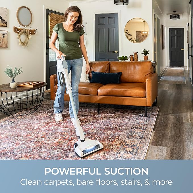 Kenmore CS2015 200 Series Corded Stick Vacuum Detachable Hand Vac with 2-Motor Powerful Suction Hair Eliminator Nozzle LED Headlight &amp Swivel Steering for Carpets Bare Floors and Couches