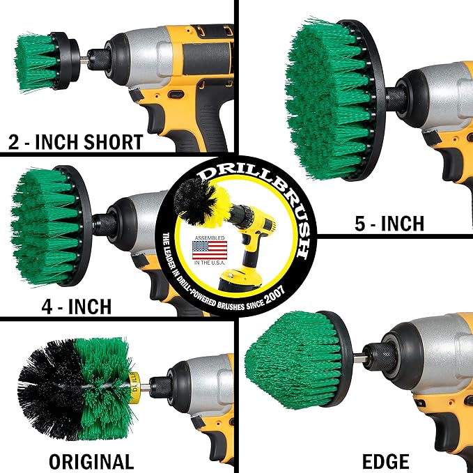 Household Cleaning Electric Spin Scrubber Set - Cast Iron Power Cleaner - Kitchen Cleaning Supplies - Kitchen Scrub Brush Tools for a Cleaner Home - Cast Iron Scrubber - Dish Brush - Wall Scrubbing