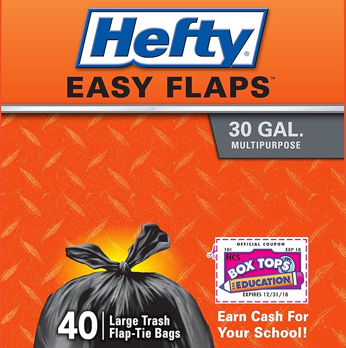 Hefty Easy Flaps Multipurpose Large Trash Bags Unscented 30 Gallon 40 Count