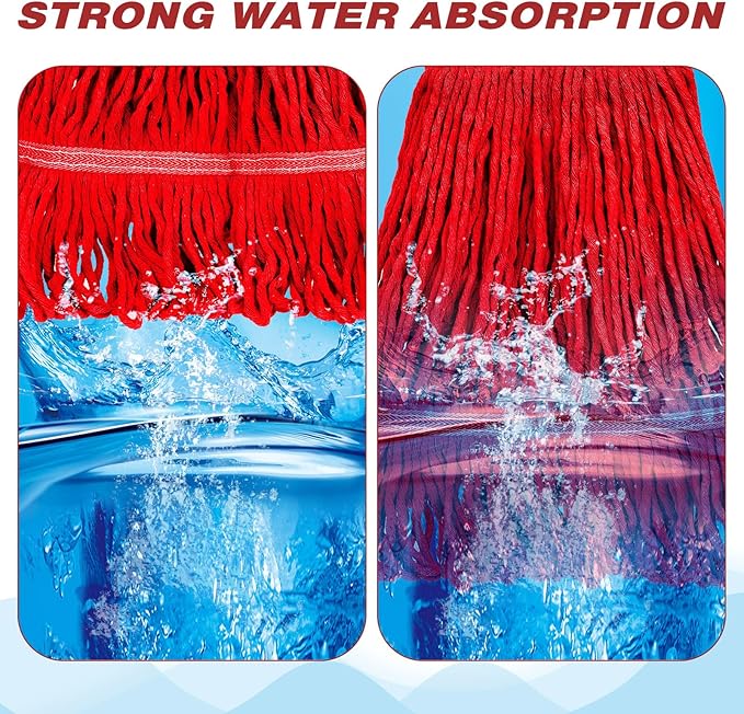 Nuogo 10 Pcs Commercial Mop Head Replacement Floor Cleaning Wet Heavy Duty Commercial Mop Refills General Cleaning(27.6 InchRed)