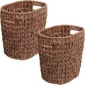 happimess HPM1407B-SET2 Maple Contemporary Farmhouse Resin 4.5-Gallon Tapered Oval Wicker Watebasket with Handles Brown (Set of 2)