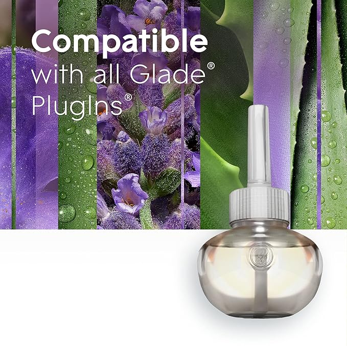 Glade PlugIns Refills Air Freshener Tranquil Lavender &amp Aloe Scented and Essential Oils for Home and Bathroom 0.67 Fl Oz 10 Count