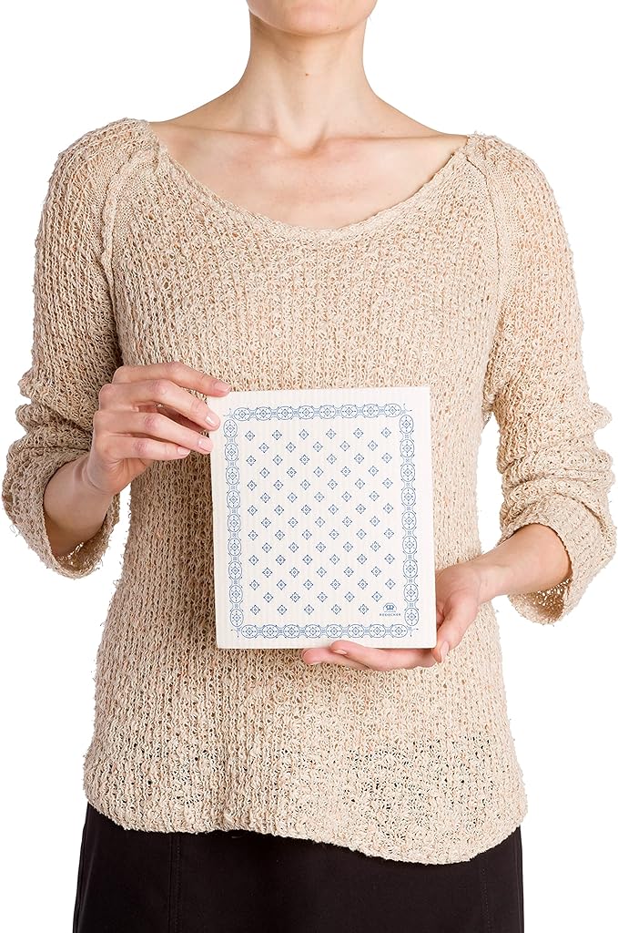 Redecker Reusable Cellulose Dishcloth Bulk Set of 10 Eco-Friendly and Biodegradable Sponge Cleaning Cloths Machine Washable Durable Absorbent No Odor Made in Germany