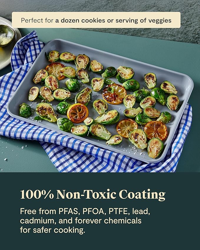 Caraway Non-Stick Ceramic Medium Baking Sheet - Naturally Slick Ceramic Coating - Non-Toxic PTFE &amp PFOA Free - Perfect for Baking Roasting and More - Medium (15 x 10) - Perracotta