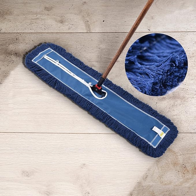 Matthew Cleaning 24'' Industrial Strength Cotton Dust Mop Refill Washable Replacement Heads for Residential &amp Commercial Use Fit Standard Dust Mop Frames Hardwood Laminate Concrete Floors 3 Pac