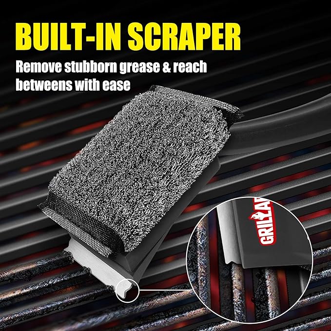 GRILLART SteamWizards Grill Brush Bristle Free Safe BBQ Grill Brush for Outdoor Grill Flat Top Grill Cleaner with Replaceable Head Suitable for All Grates Griddle Accessories Dishwasher Safe