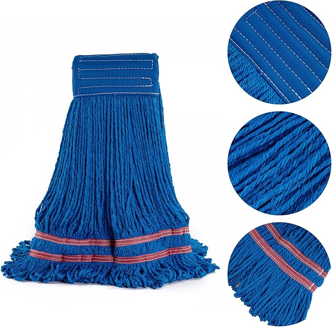 Matthew Cleaning Microfiber String Mop Heavy Duty Commercial Wet Mop Head ReplacementExcellent AbsorbencyPremium LaunderabilityReusable for HomeCommercial and Industrial Use(Blue3Pack)