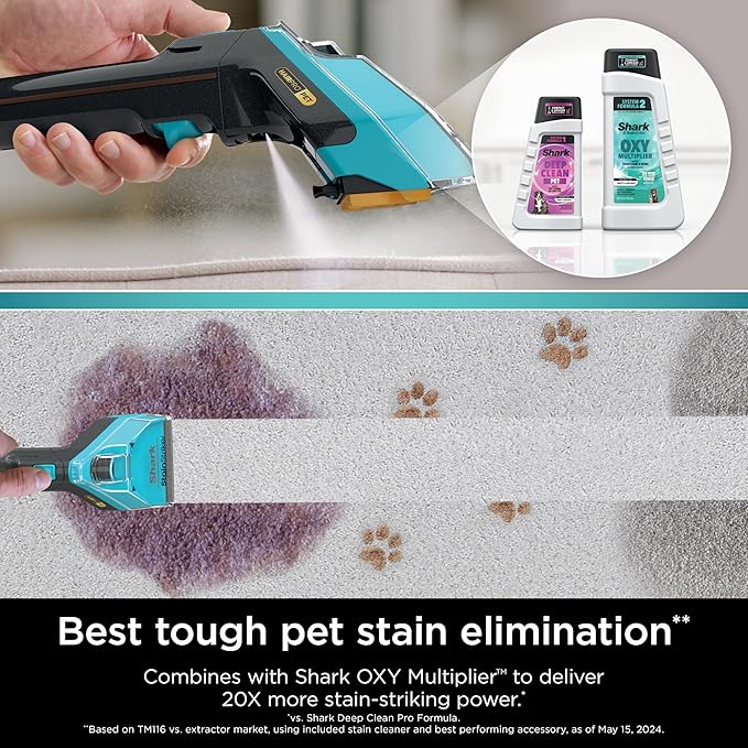 Shark StainStriker Pet Bundle for All StainStriker Portable Carpet Cleaners Includes 32oz OXY Multiplier formula and 16oz Deep Clean Pet formula PXCPBUNDLE